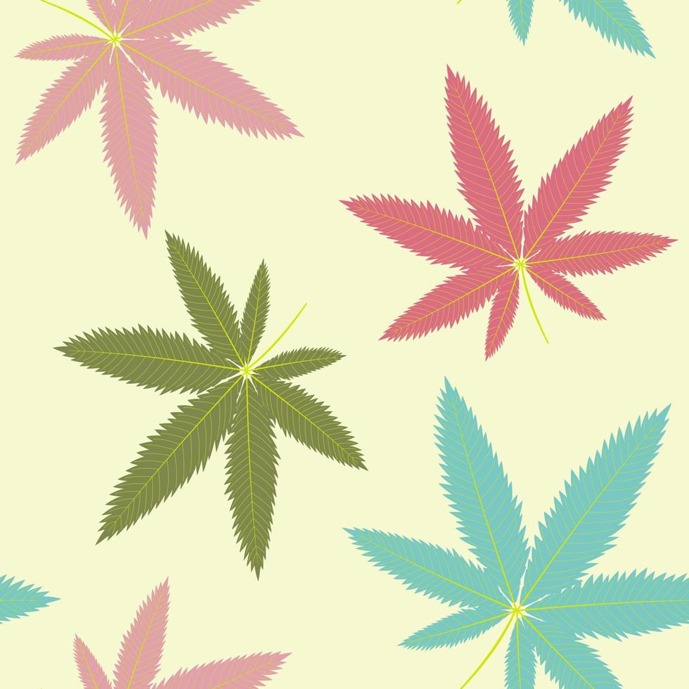 motivo a foglia di marijuana, illustrazione vettoriale a colori