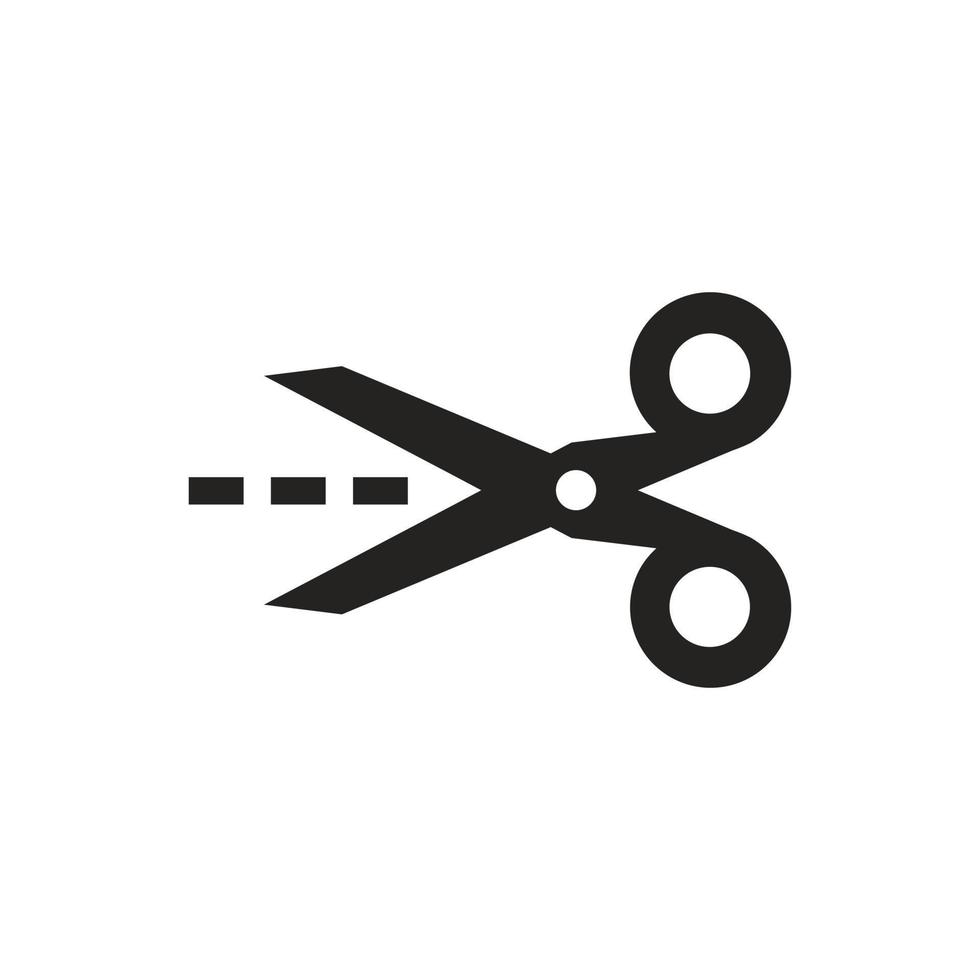 illustrazione dell'icona delle forbici con punti, area di taglio. vettore