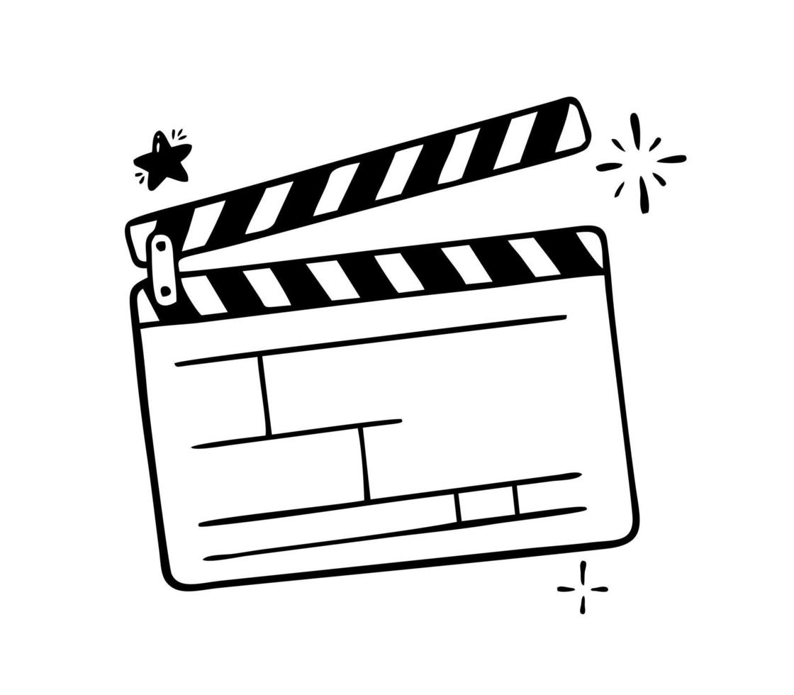 film petardo disegnato a mano linea illustrazione vettoriale nello stile di un doodle isolato su uno sfondo bianco