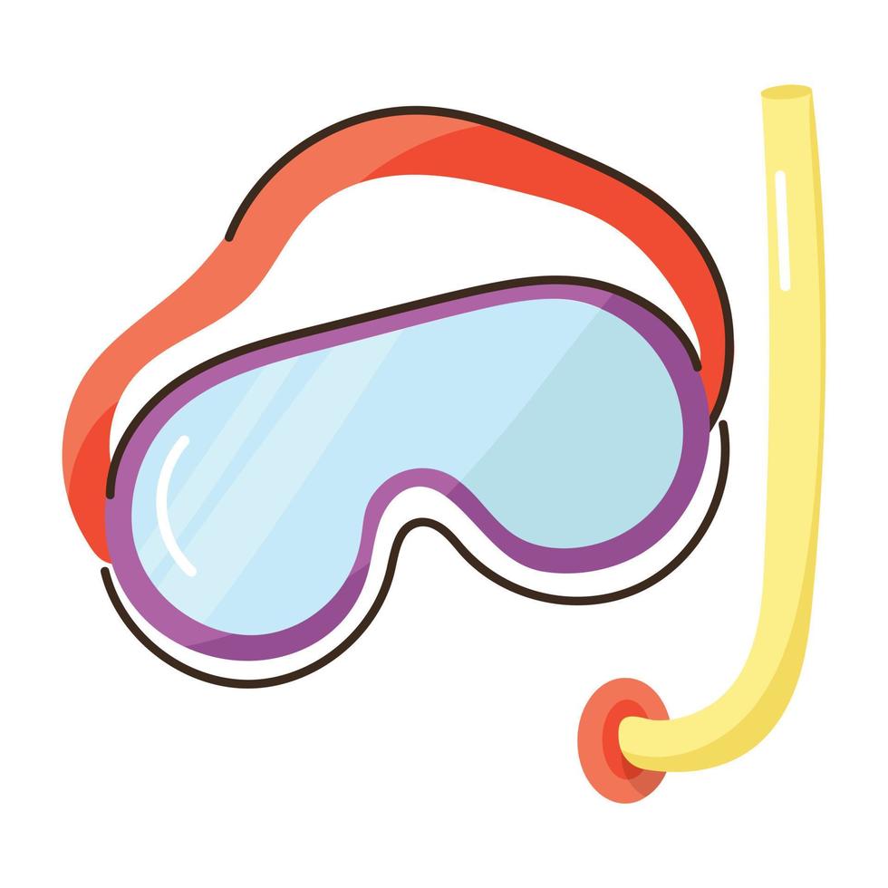 icona piana di occhiali da sub progettata in stile doodle vettore