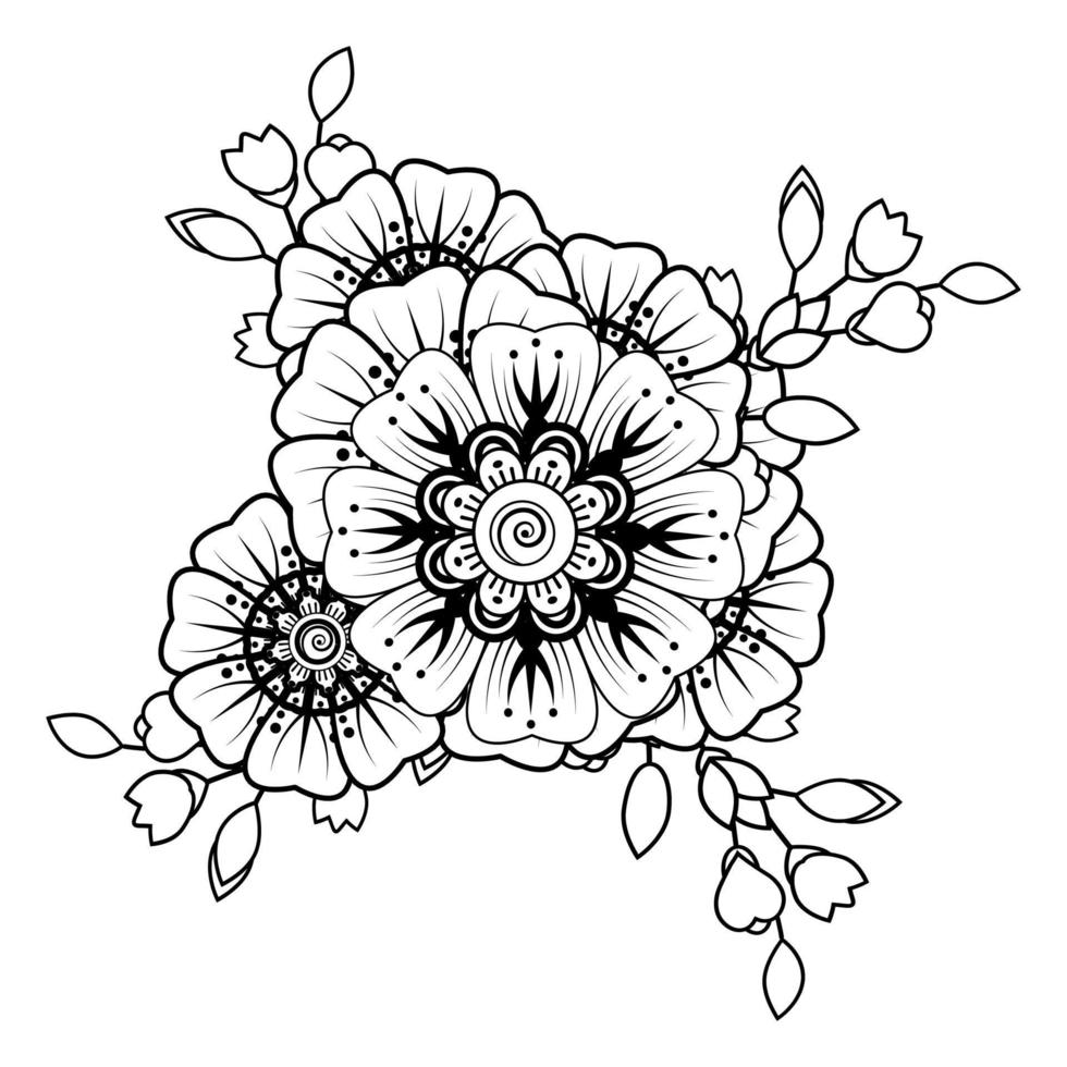 fiori in bianco e nero. doodle art per libro da colorare vettore