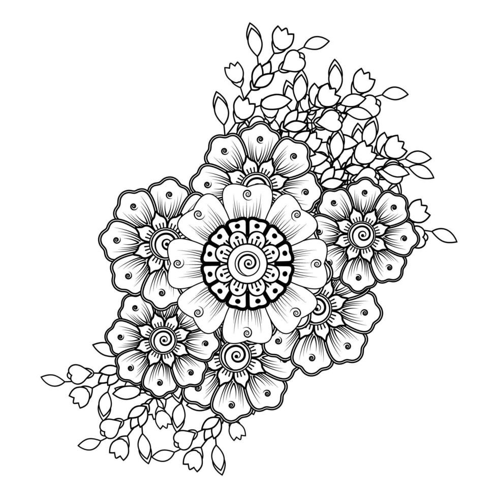 fiori in bianco e nero. doodle art per libro da colorare vettore