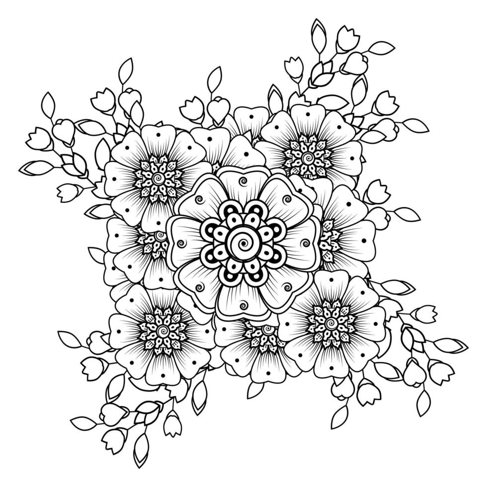 fiori in bianco e nero. doodle art per libro da colorare vettore