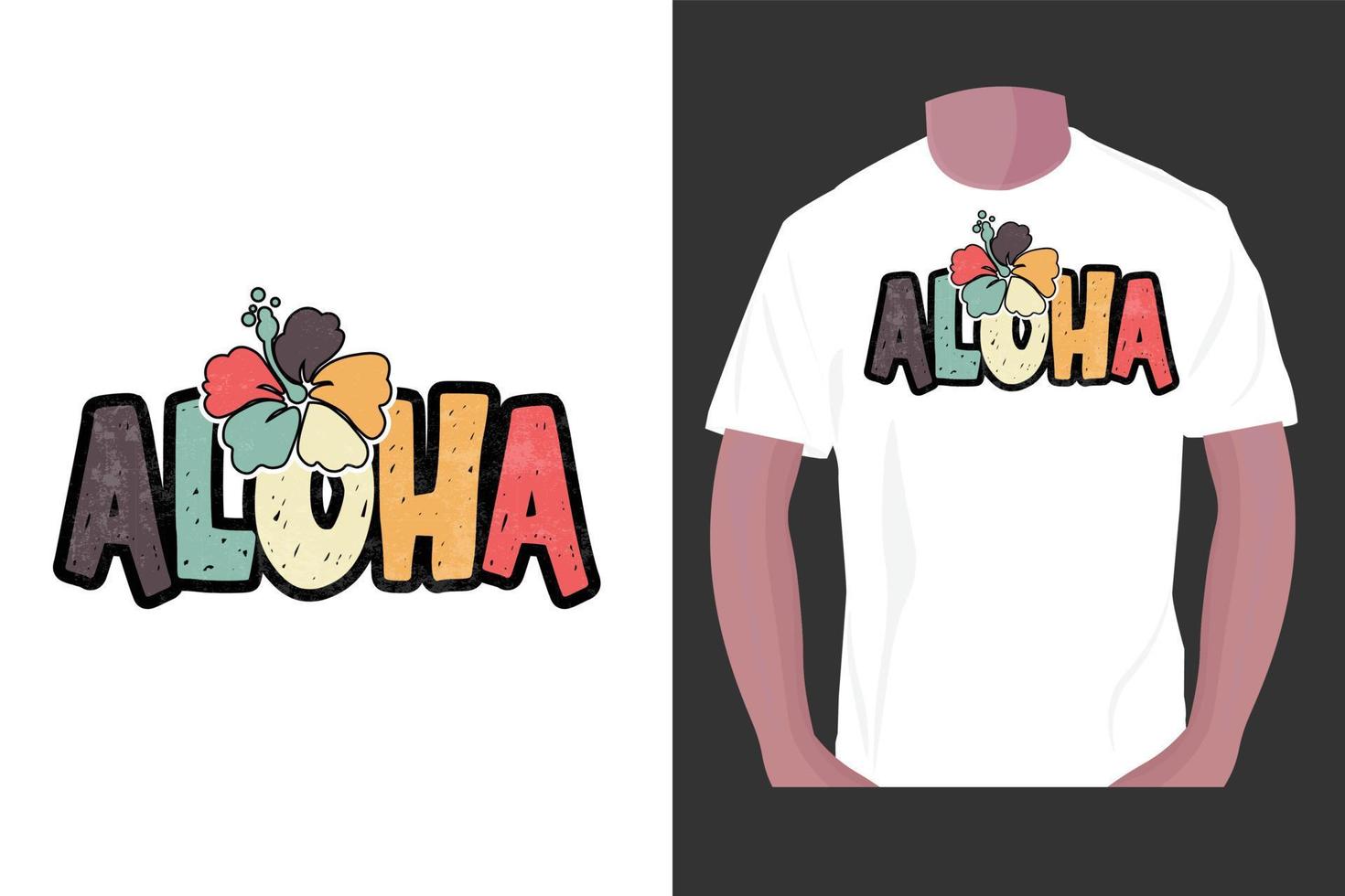 design t-shirt vintage aloha, design t-shirt vintage aloha estate, vettore