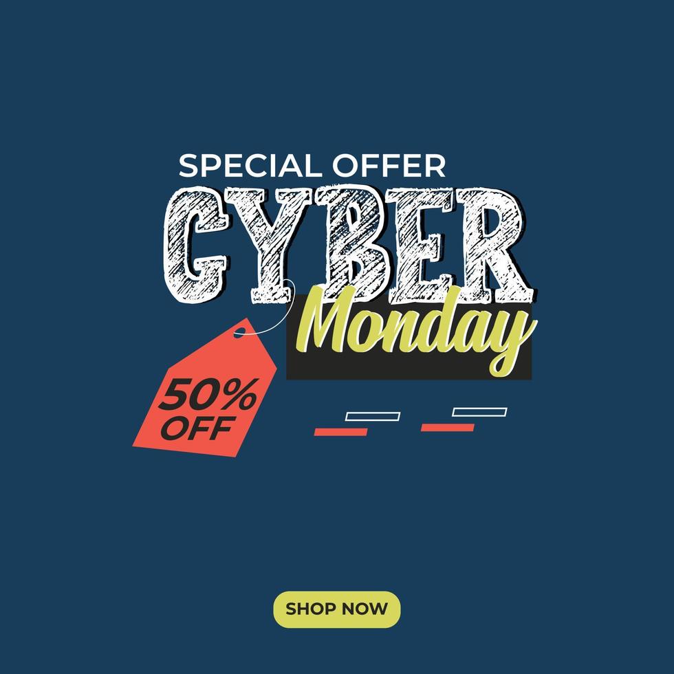 fantastico modello di annuncio di vendita del cyber monday per post sui social media e promozione aziendale vettore