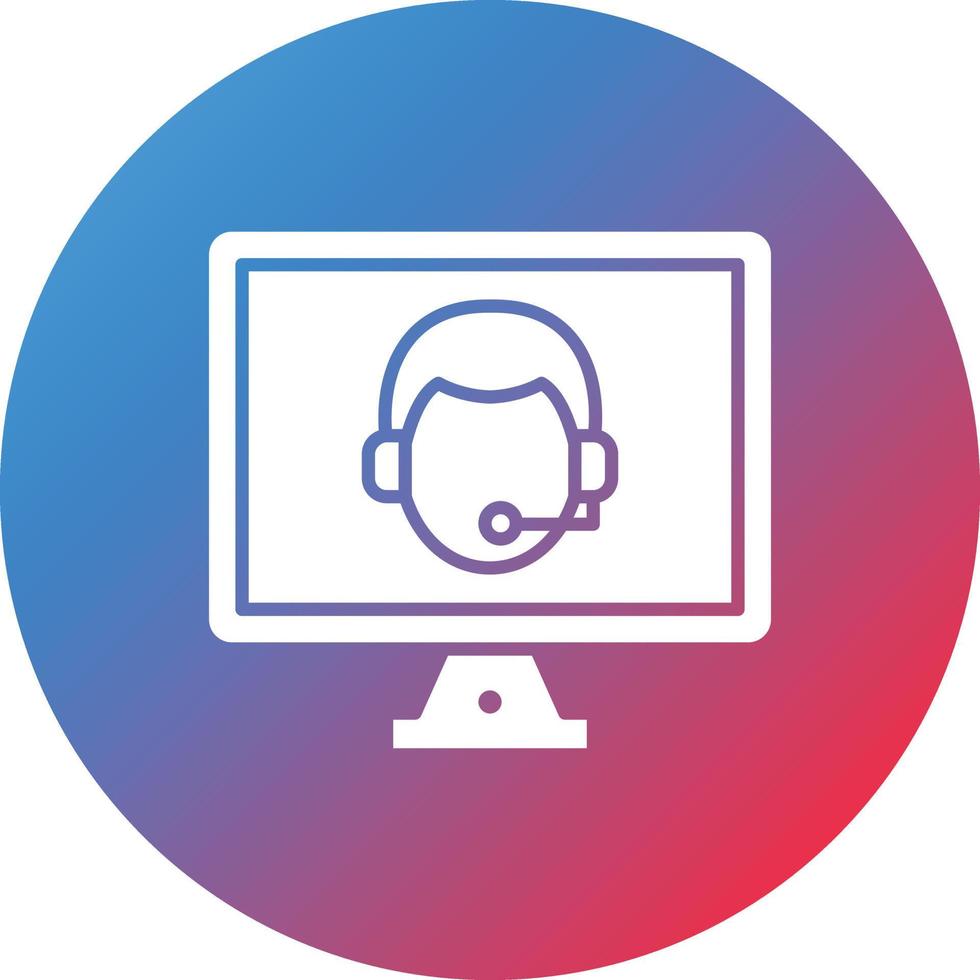 icona dello sfondo sfumato del cerchio del glifo del call center online vettore