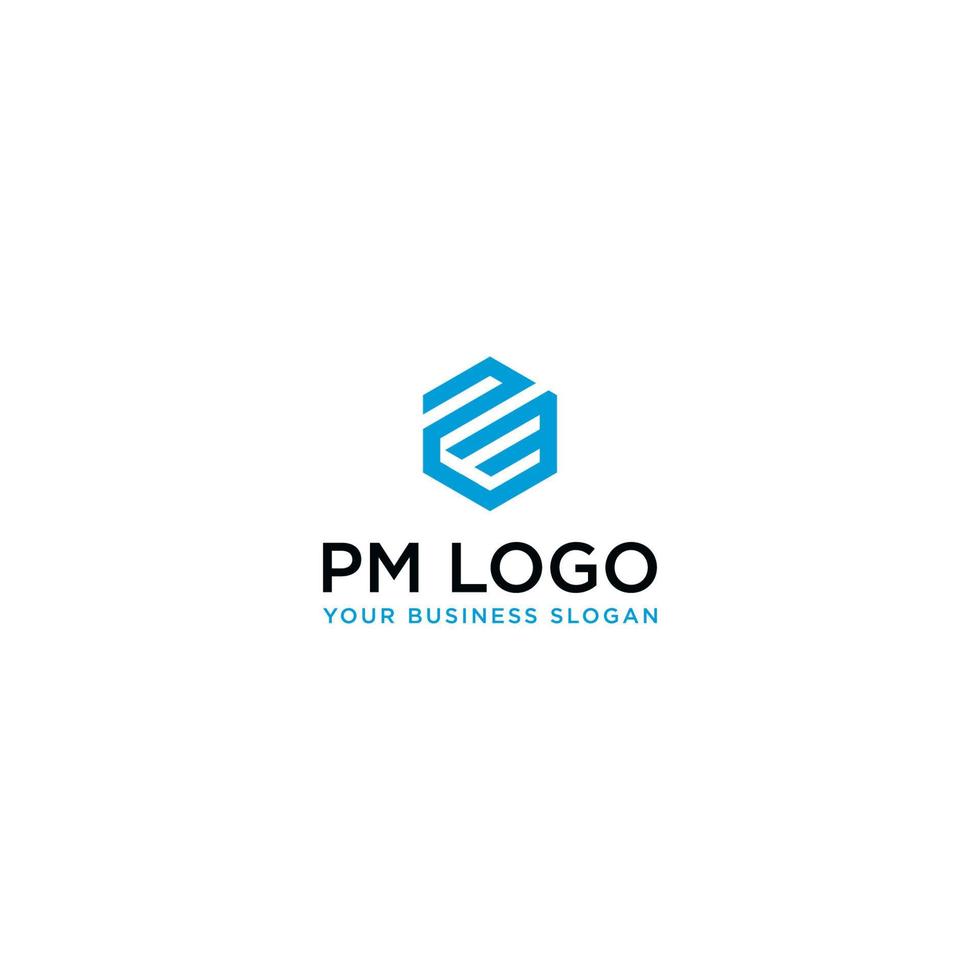 pm esagono logo design vettoriale
