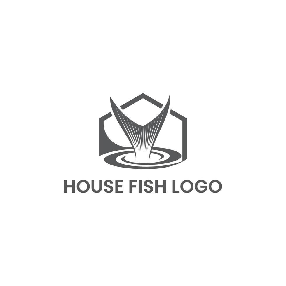 vettore di progettazione di logo di casa e pesce