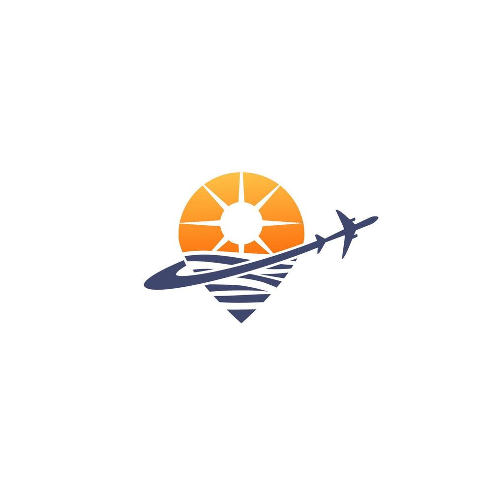design del logo di aeromobili e mare. vettore