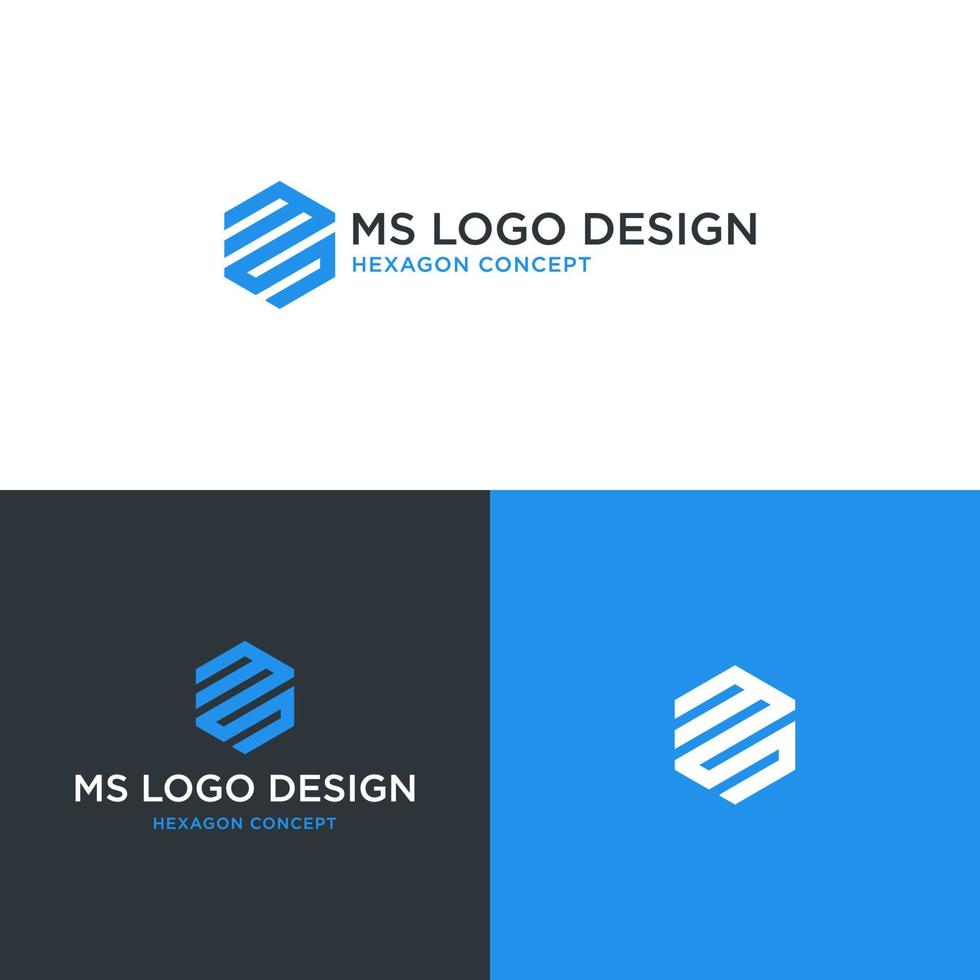 ms esagono logo design vettoriale