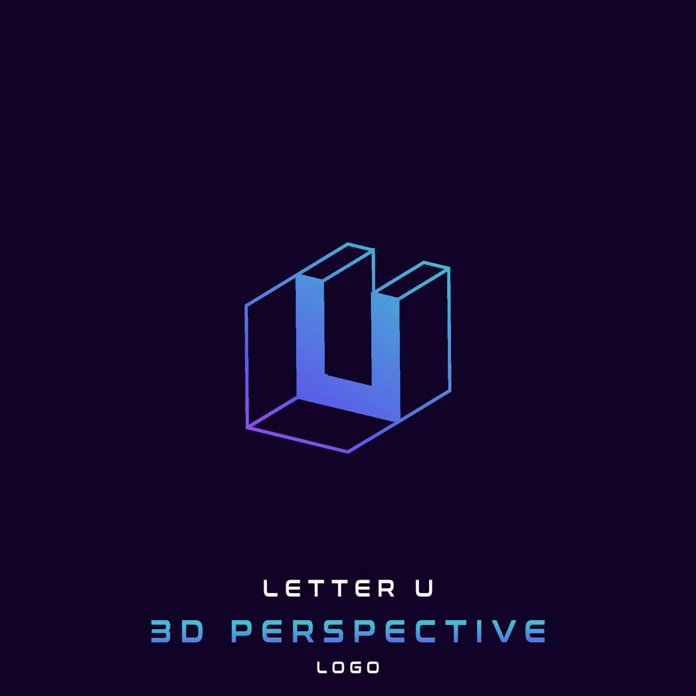 Logo iniziale 'u' con prospettiva 3d vettore