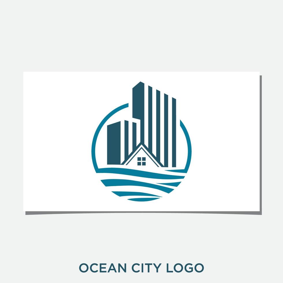 vettore di progettazione del logo della città dell'oceano