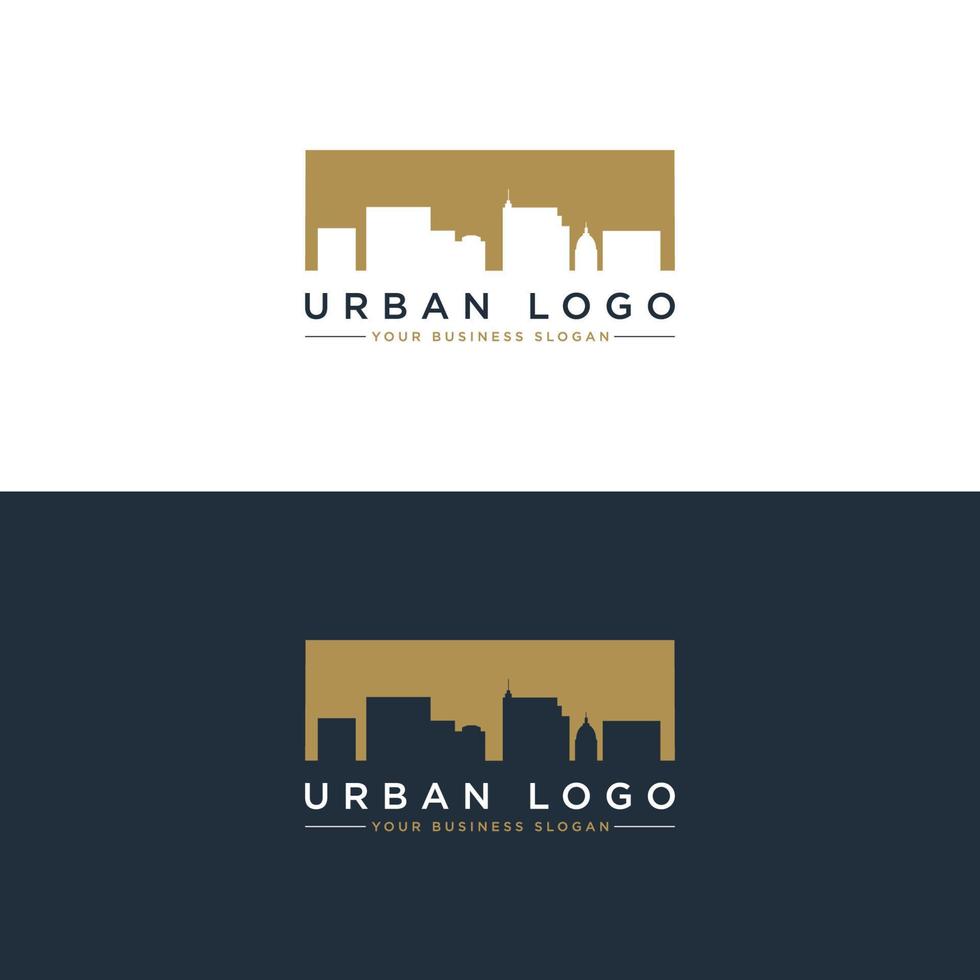 design del logo urbano dello spazio negativo vettore