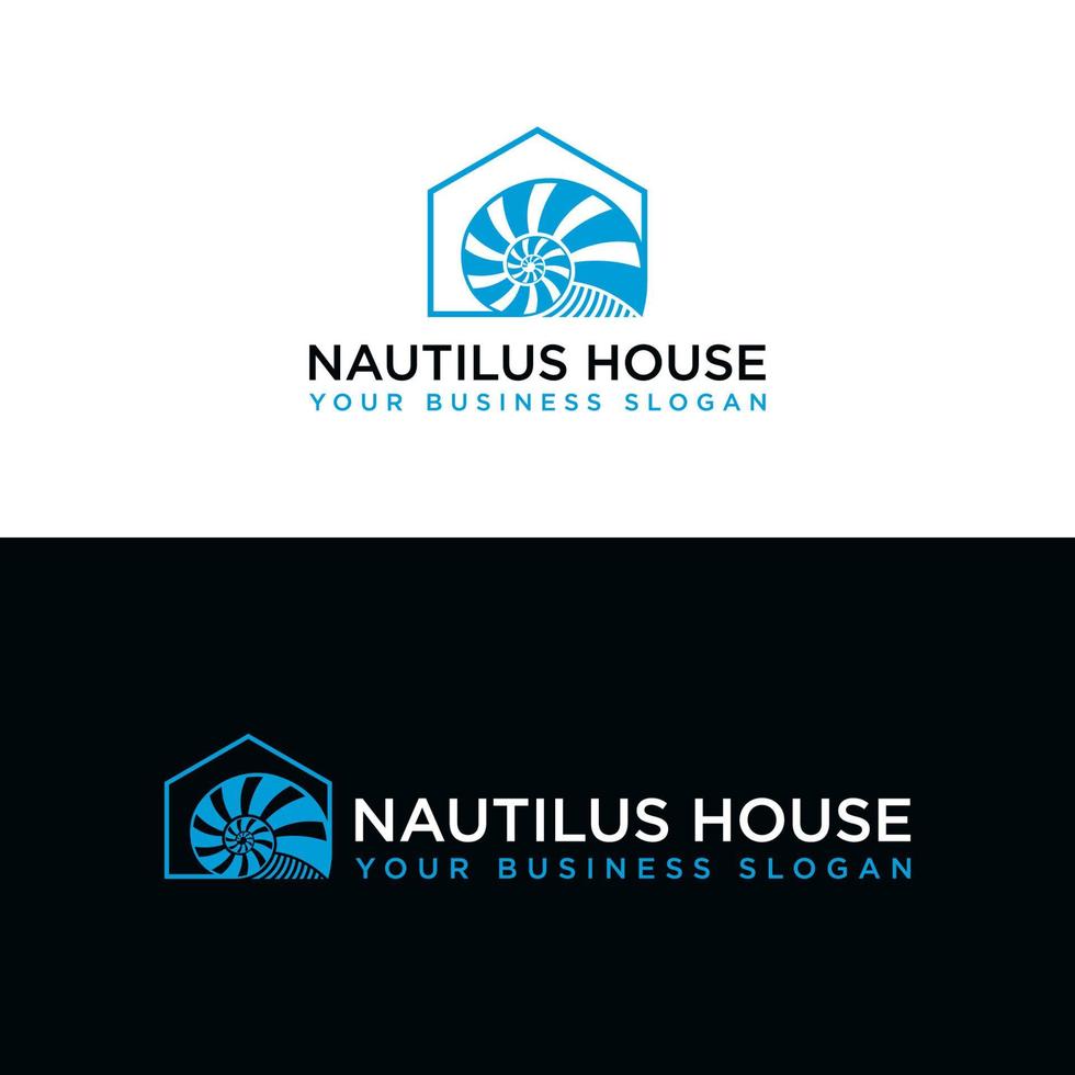 nautilo e vettore di progettazione del logo della casa