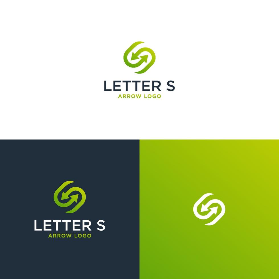 design del logo iniziale s con simbolo di scambio vettore