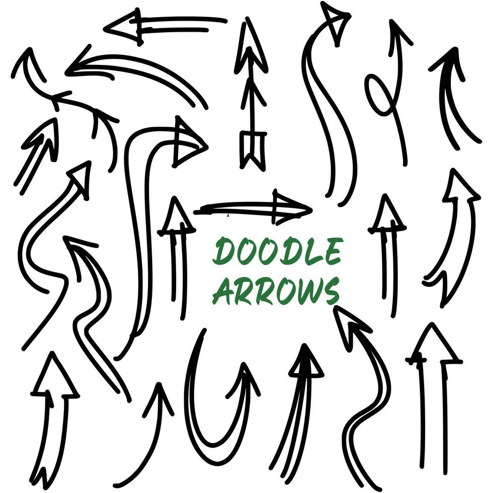 frecce di doodle di vettore impostate isolate su bianco