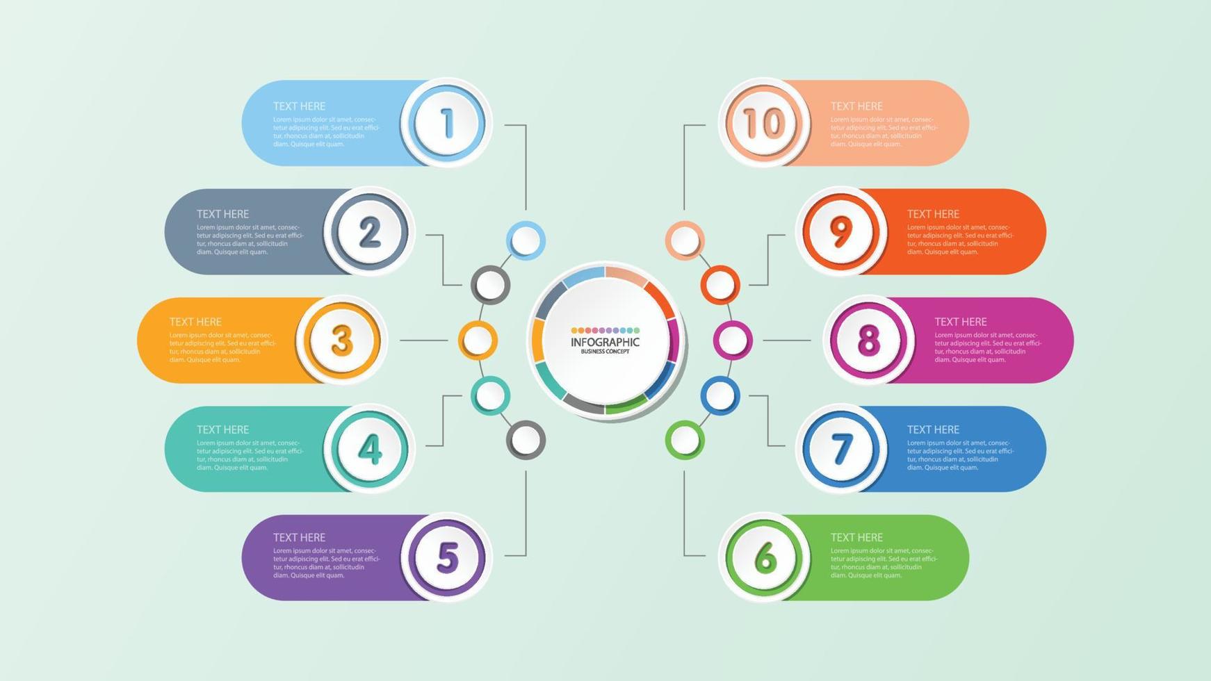 modello di infografica cerchio di base con 10 passaggi, processo o opzioni, diagramma di processo. vettore