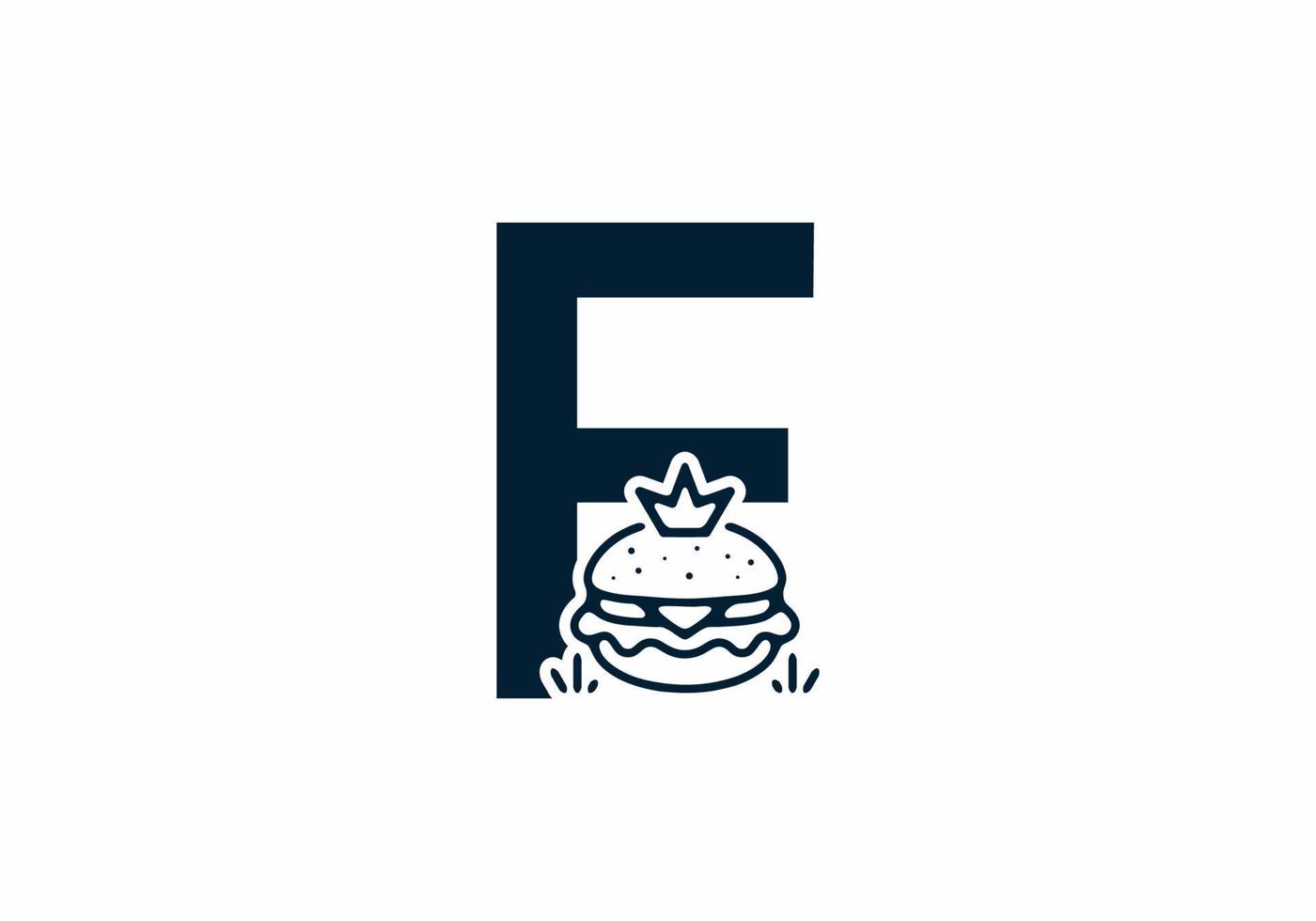 forma di fusione della lettera iniziale f con hamburger e corona vettore