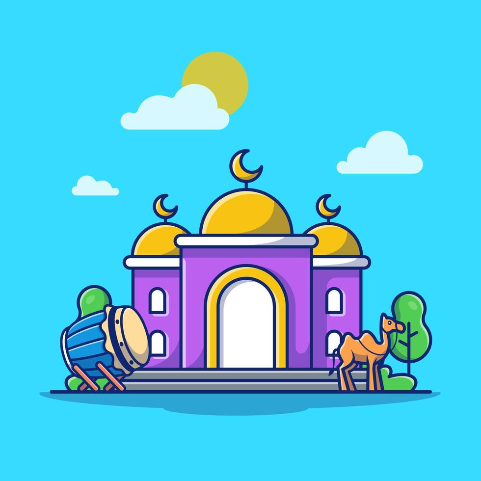 illustrazione dell'icona di vettore del fumetto della moschea. edificio religione icona concetto isolato premium vettore. stile cartone animato piatto