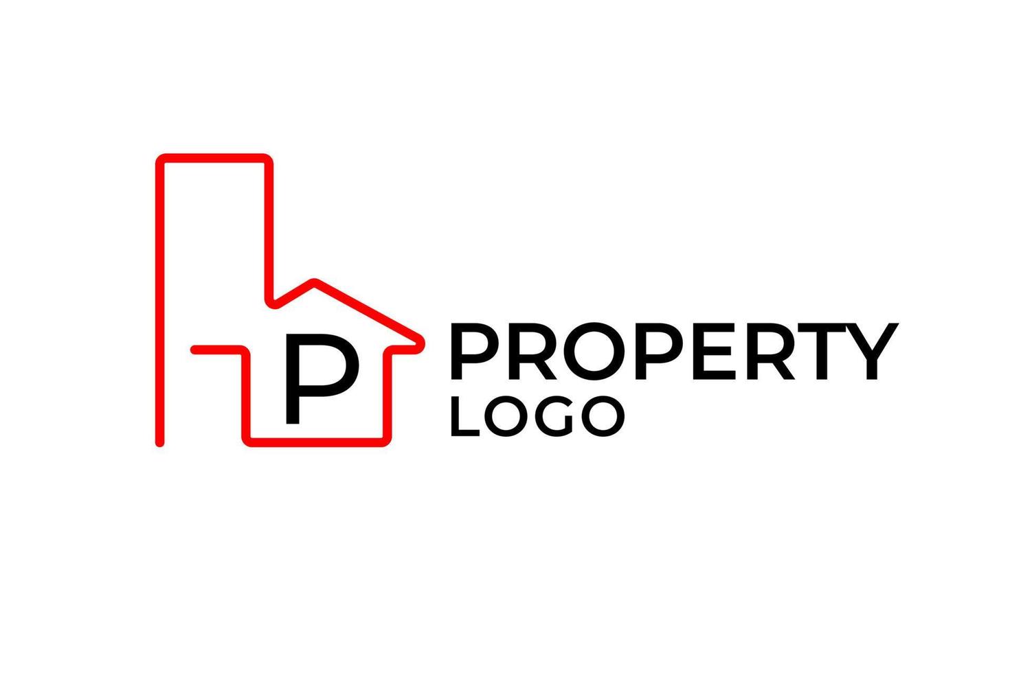 lettera p elemento di design del logo vettoriale edificio minimalista