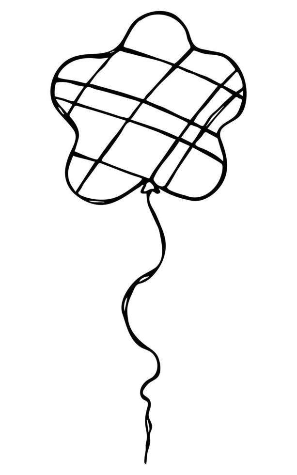 illustrazione di palloncino volante disegnato a mano isolato su uno sfondo bianco. doodle di palloncini per feste di compleanno. clipart di vacanza. vettore