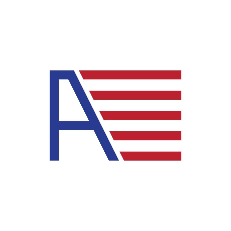 lettera un design del logo della bandiera americana vettore