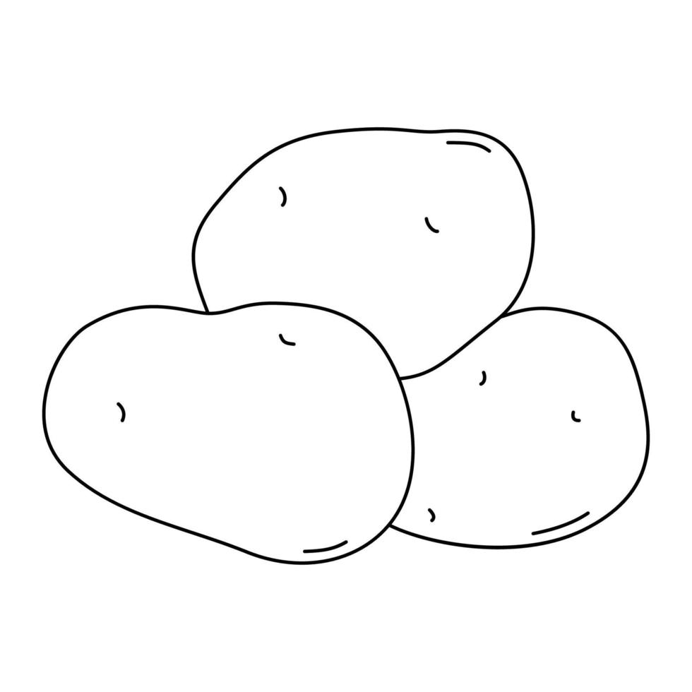 fumetto bianco e nero illustrazione vettoriale di patate per libro da colorare. verdura fresca matura da cucinare, fonte di vitamine