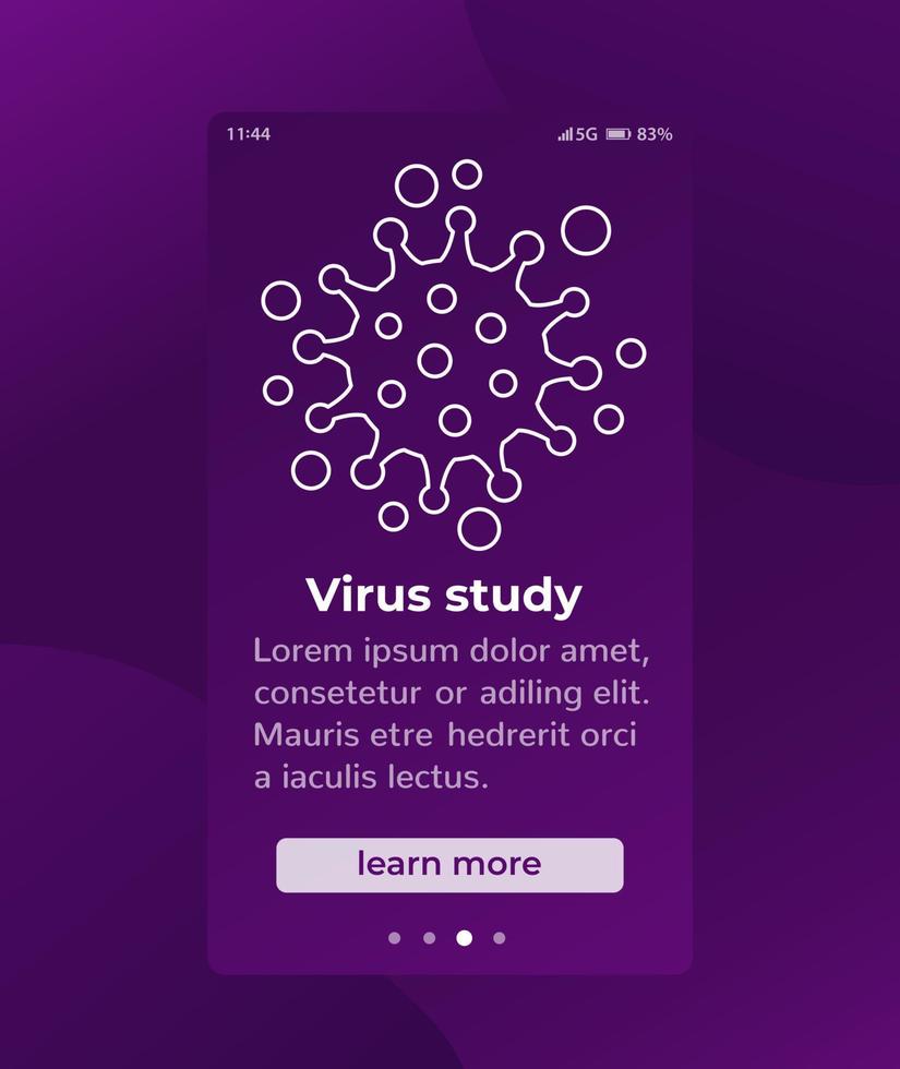 design di banner mobile per lo studio dei virus con l'icona della linea vettore