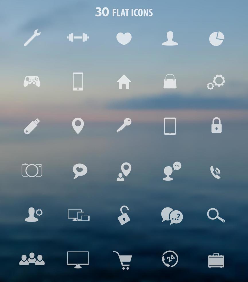 30 icone trasparenti per il web design e le app vettore