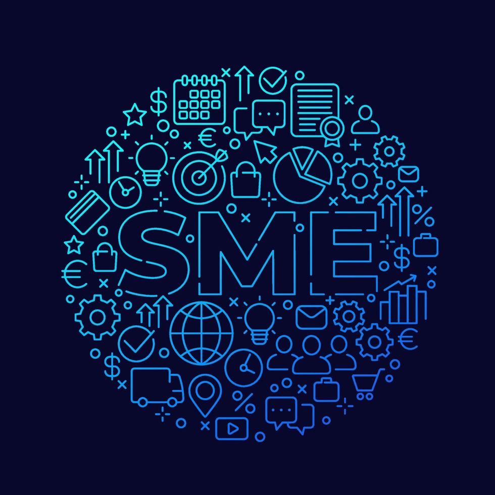 PMI, piccola e media impresa, line art vettore