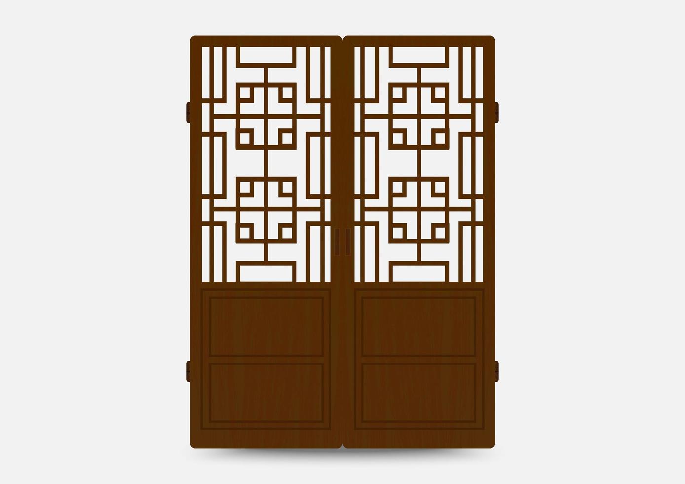 tradizionale motivo a cornice ornamento coreano. set di porte e finestre decorazione antica art. illustrazione vettoriale silhouette.