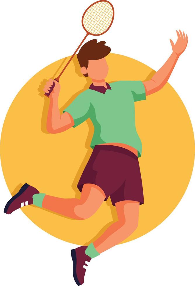 giocatore di badminton che salta smash. campionato di badminton. illustrazione vettoriale piatta isolata su sfondo bianco.