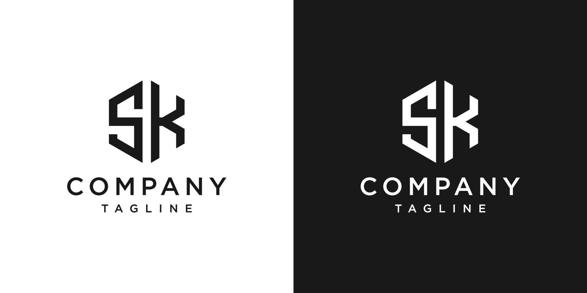 lettera creativa sk monogramma logo design modello icona sfondo bianco e nero vettore