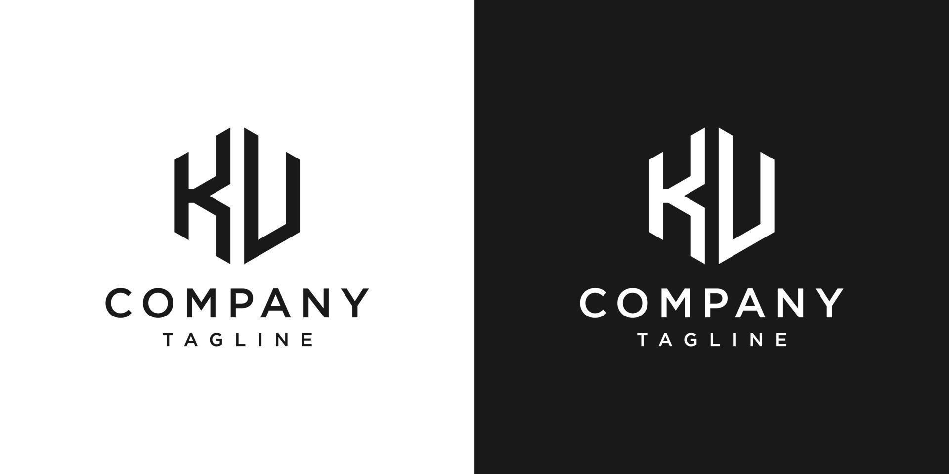 lettera creativa ku monogramma logo design icona modello sfondo bianco e nero vettore