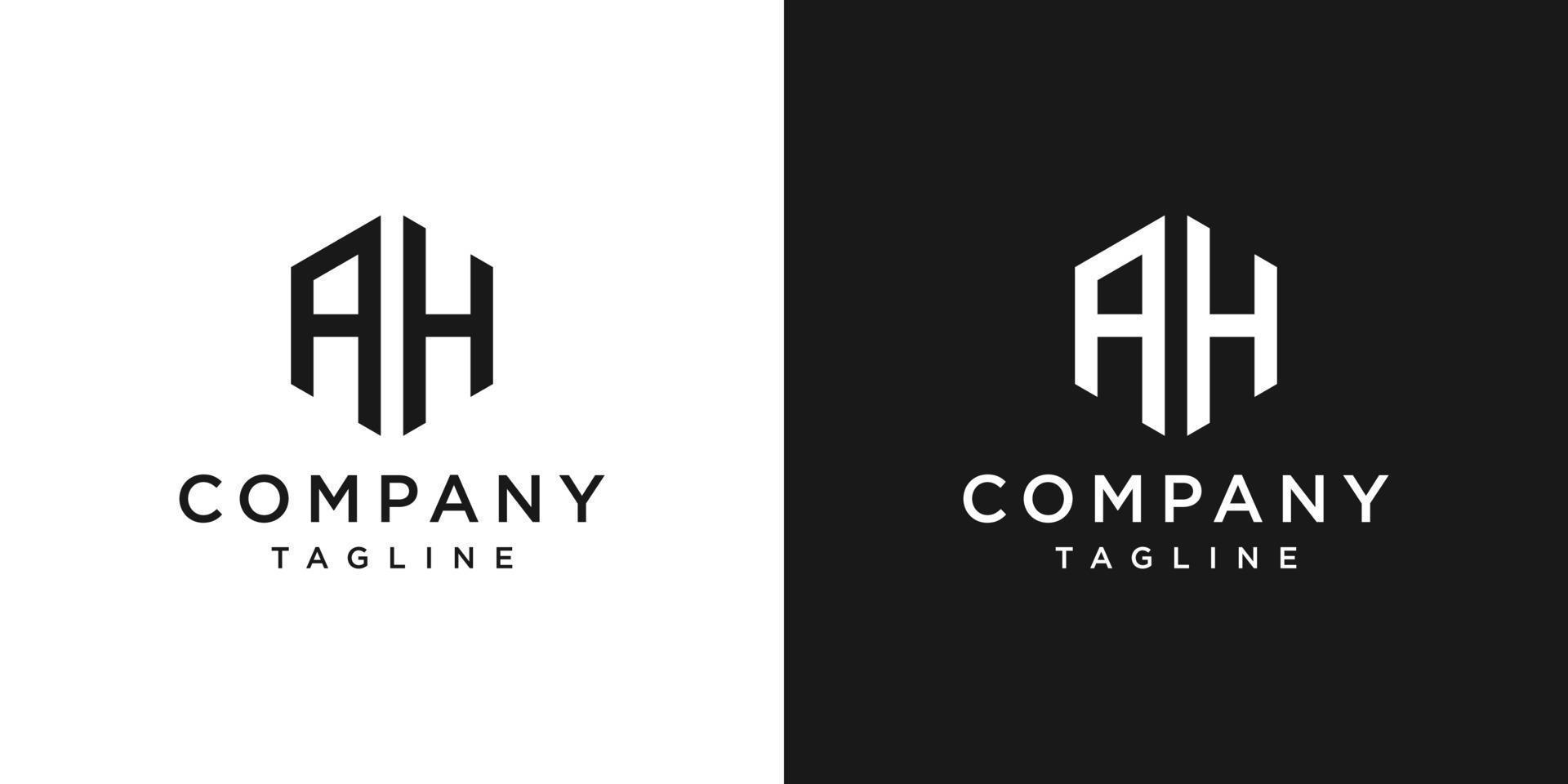 lettera creativa ah monogramma logo design modello icona sfondo bianco e nero vettore