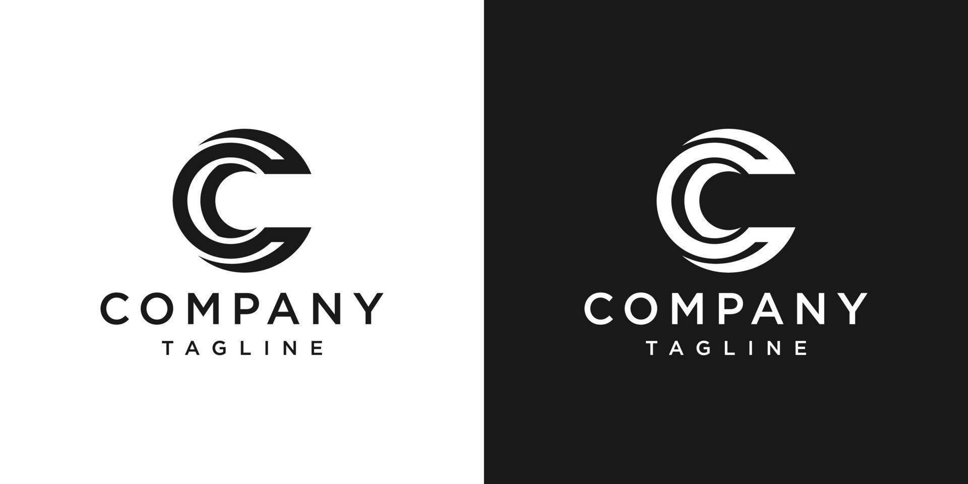 lettera creativa cc monogramma logo design modello icona sfondo bianco e nero vettore