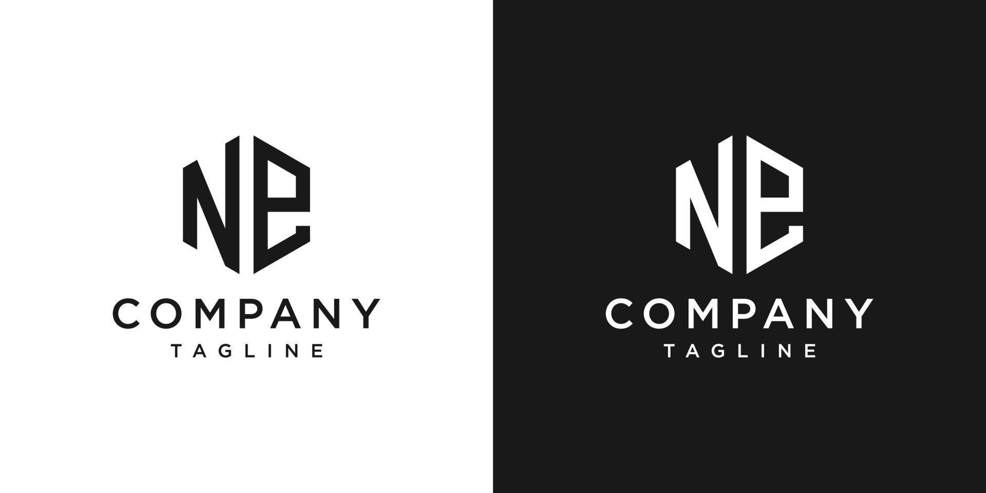 lettera creativa ne monogramma logo design icona modello sfondo bianco e nero vettore