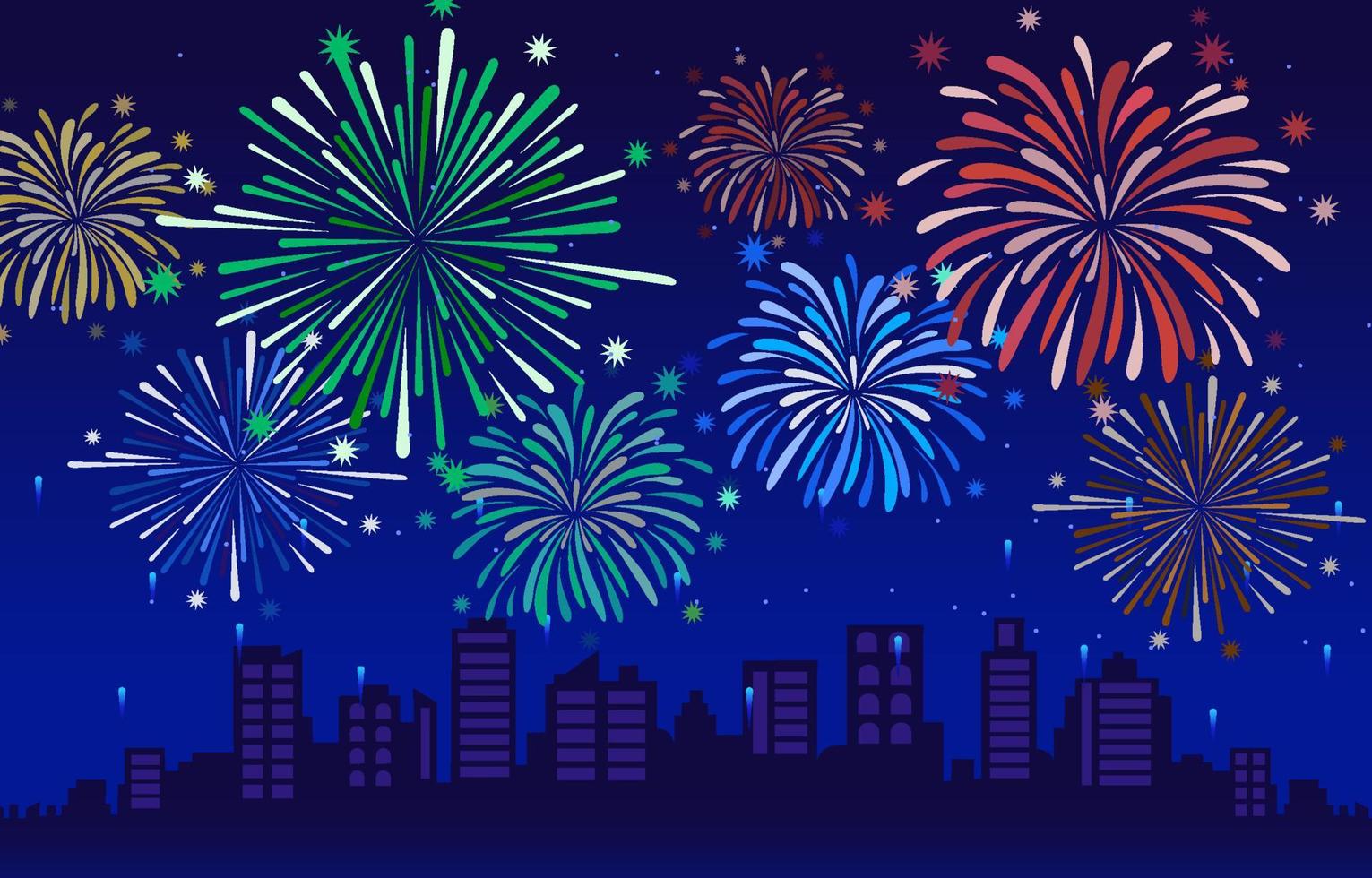festeggiare il nuovo anno con fuochi d'artificio vettore