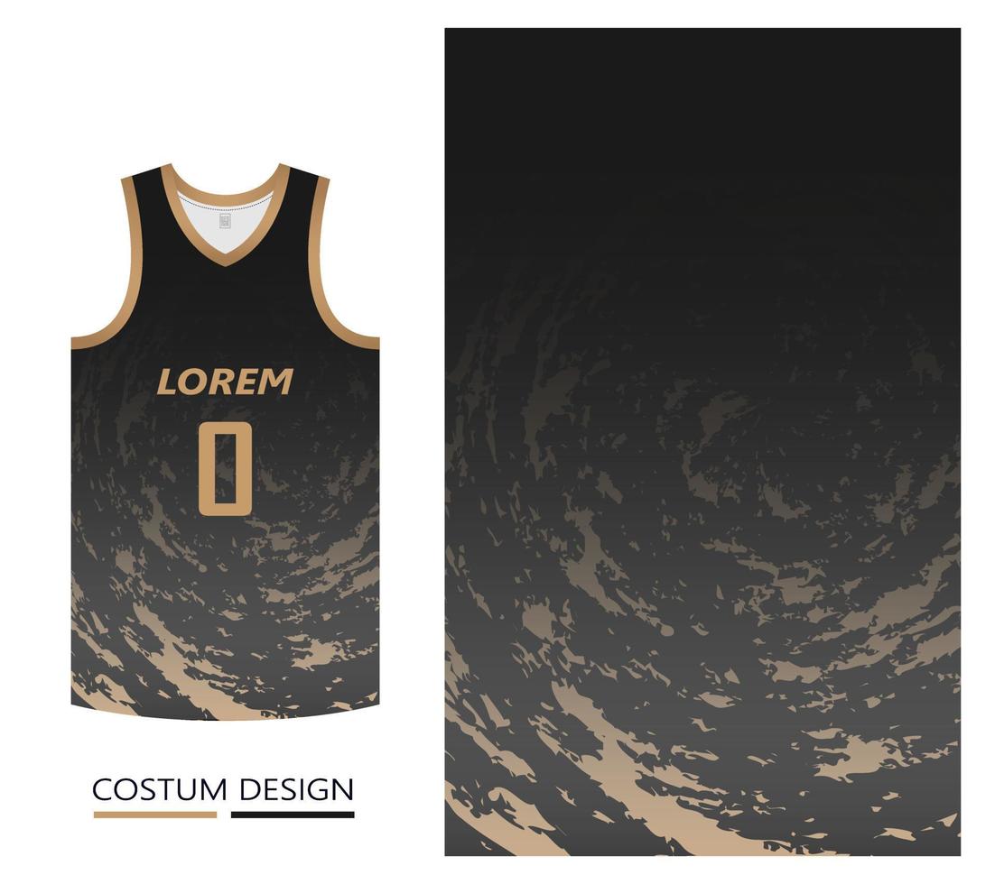 modello di progettazione del modello della maglia da basket. sfondo astratto oro nero per motivo in tessuto. maglie da basket, corsa, calcio e allenamento. illustrazione vettoriale