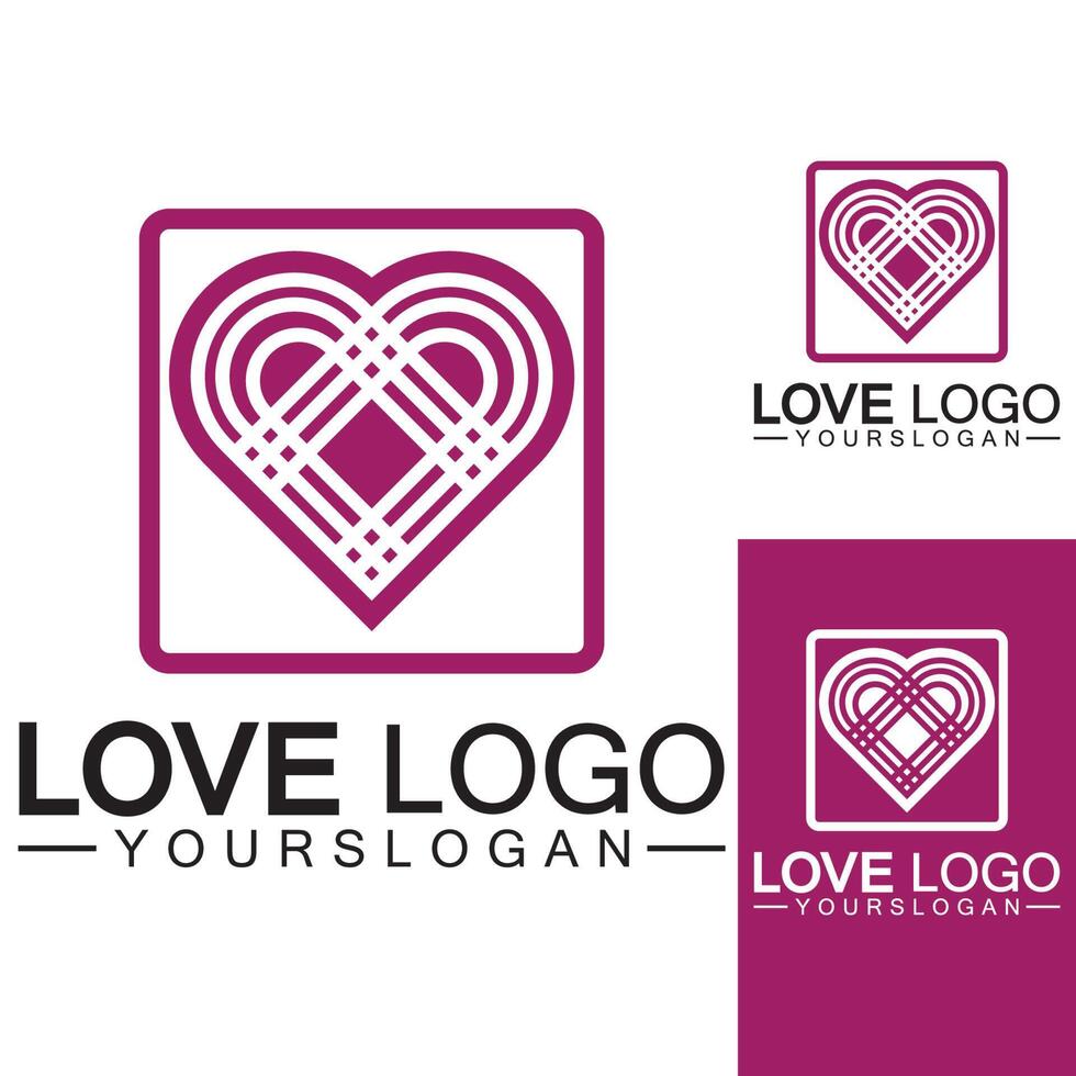 amore logo design, vettore di design del logo a forma di cuore