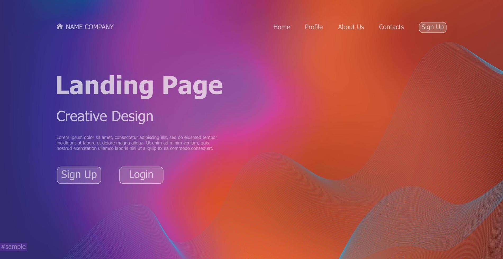 gradiente colorato modello web landing page sito web digitale landing page design concept - vettore