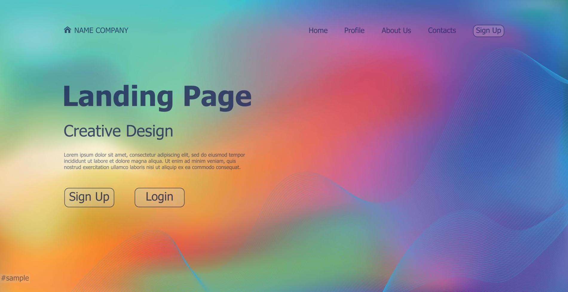 gradiente colorato modello web landing page sito web digitale landing page design concept - vettore