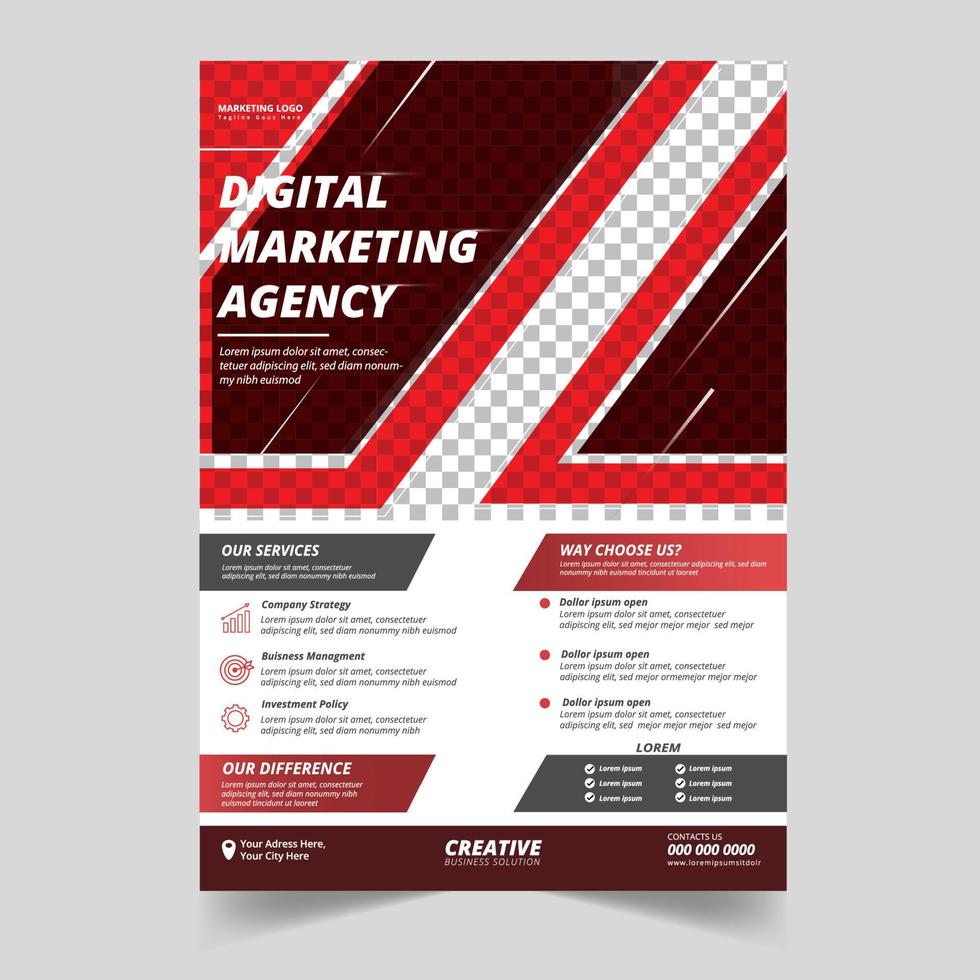 volantino aziendale, design del modello di agenzia di marketing digitale vettore