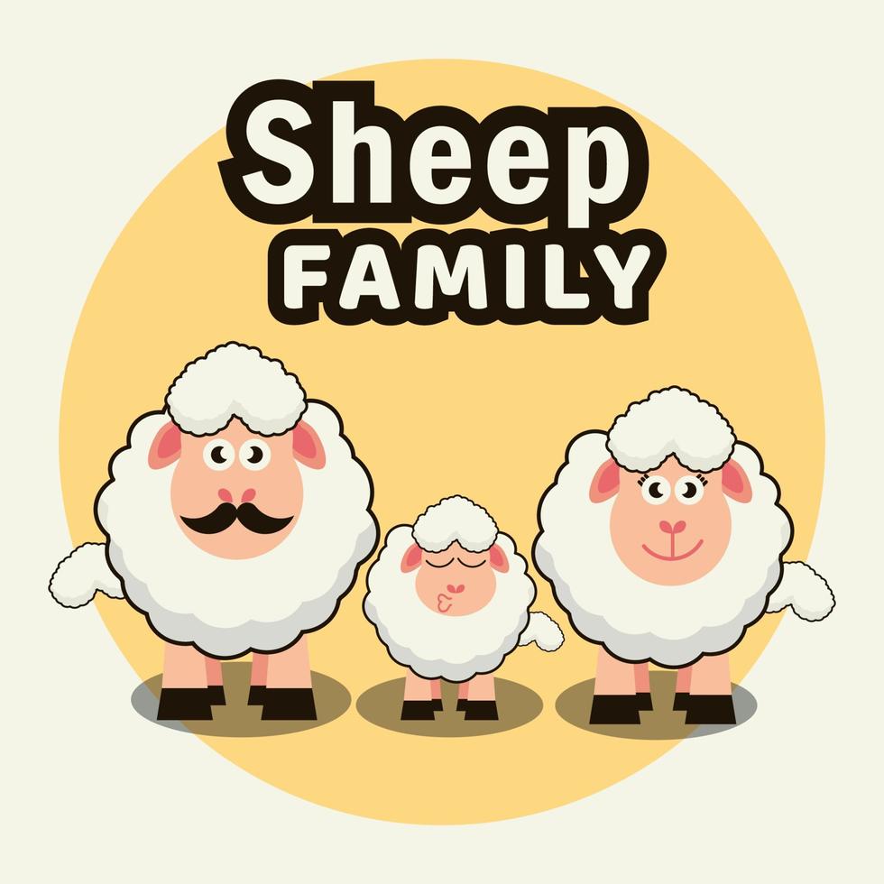 grafica vettoriale carina famiglia di pecore. concetto di animali di famiglia