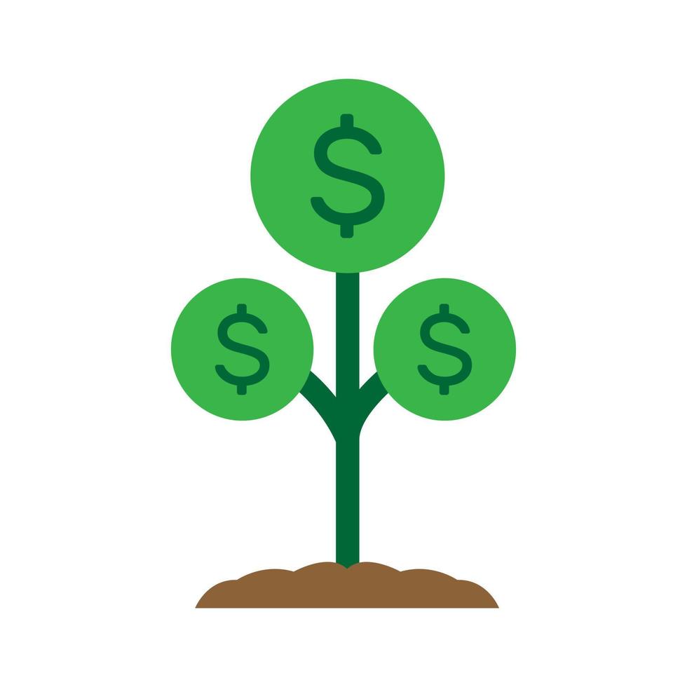 pianta dell'albero dei soldi con il dollaro della moneta. stile minimal dei cartoni animati vettore