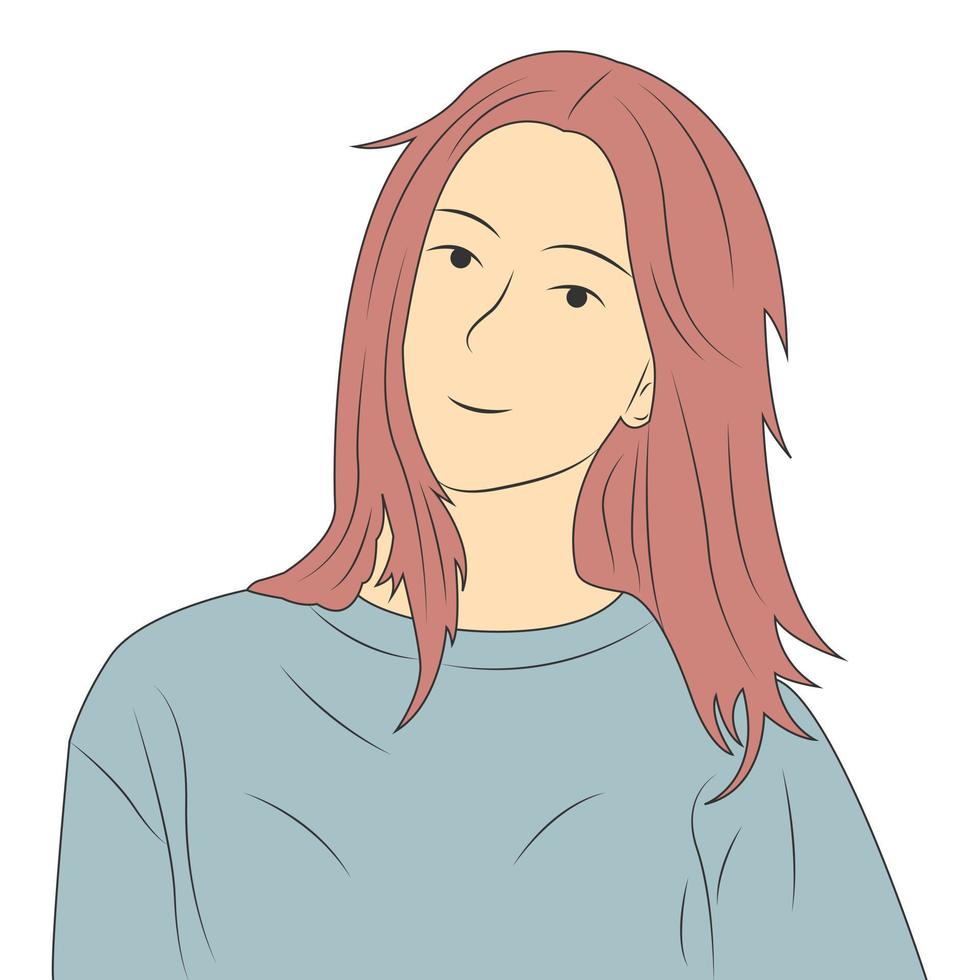 personaggio ragazza sorridente in stile cartone animato minimale. illustrazione vettoriale piatta