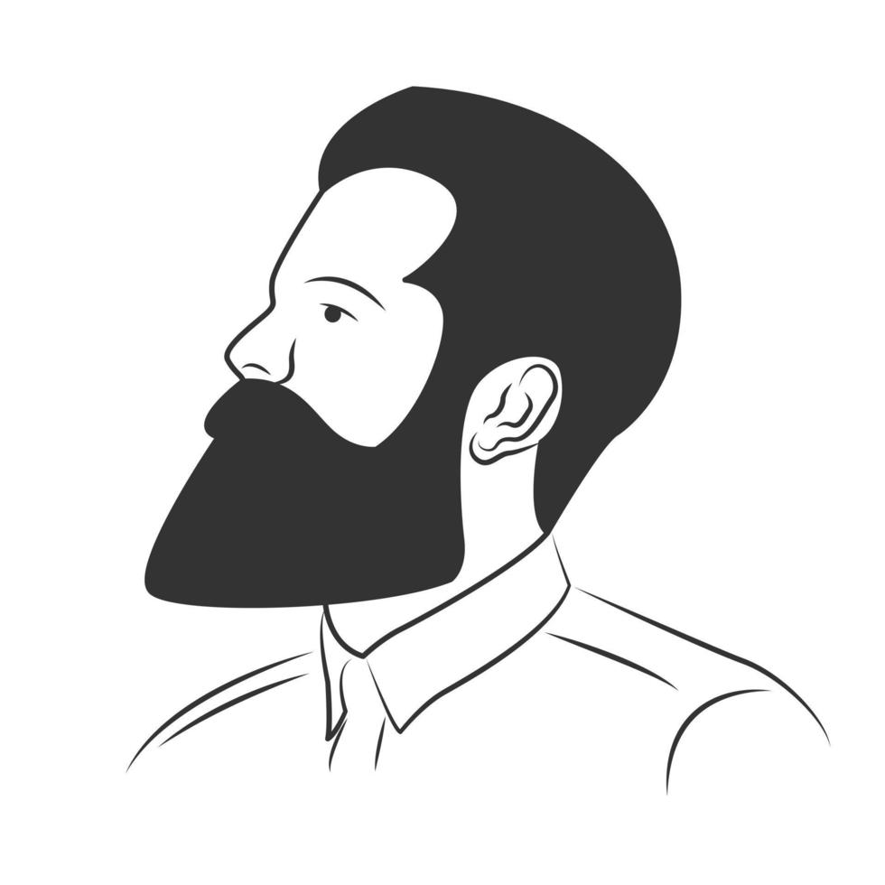 uomo barbuto in stile cartone animato minimale vettore