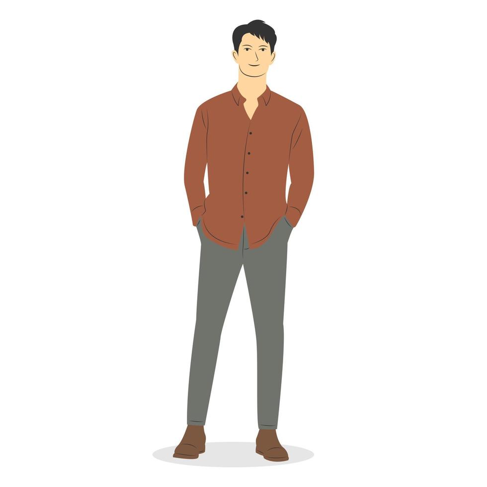 illustrazione vettoriale di uomo d'affari in piedi in stile cartone animato piatto