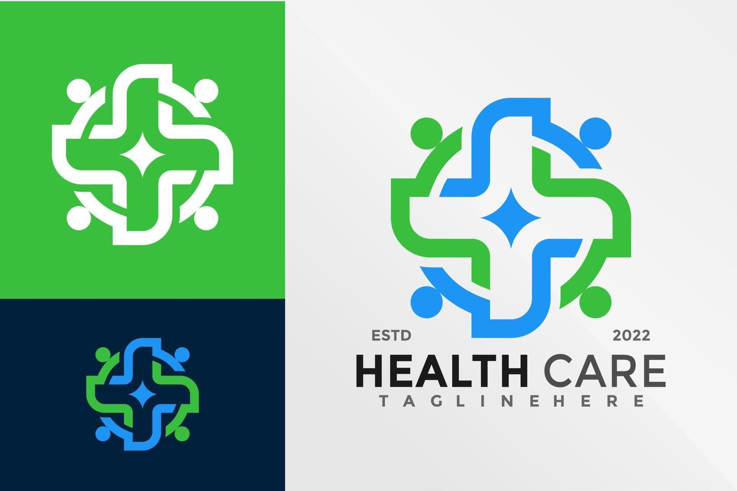 modello di illustrazione vettoriale di progettazione di logo di persone mediche incrociate