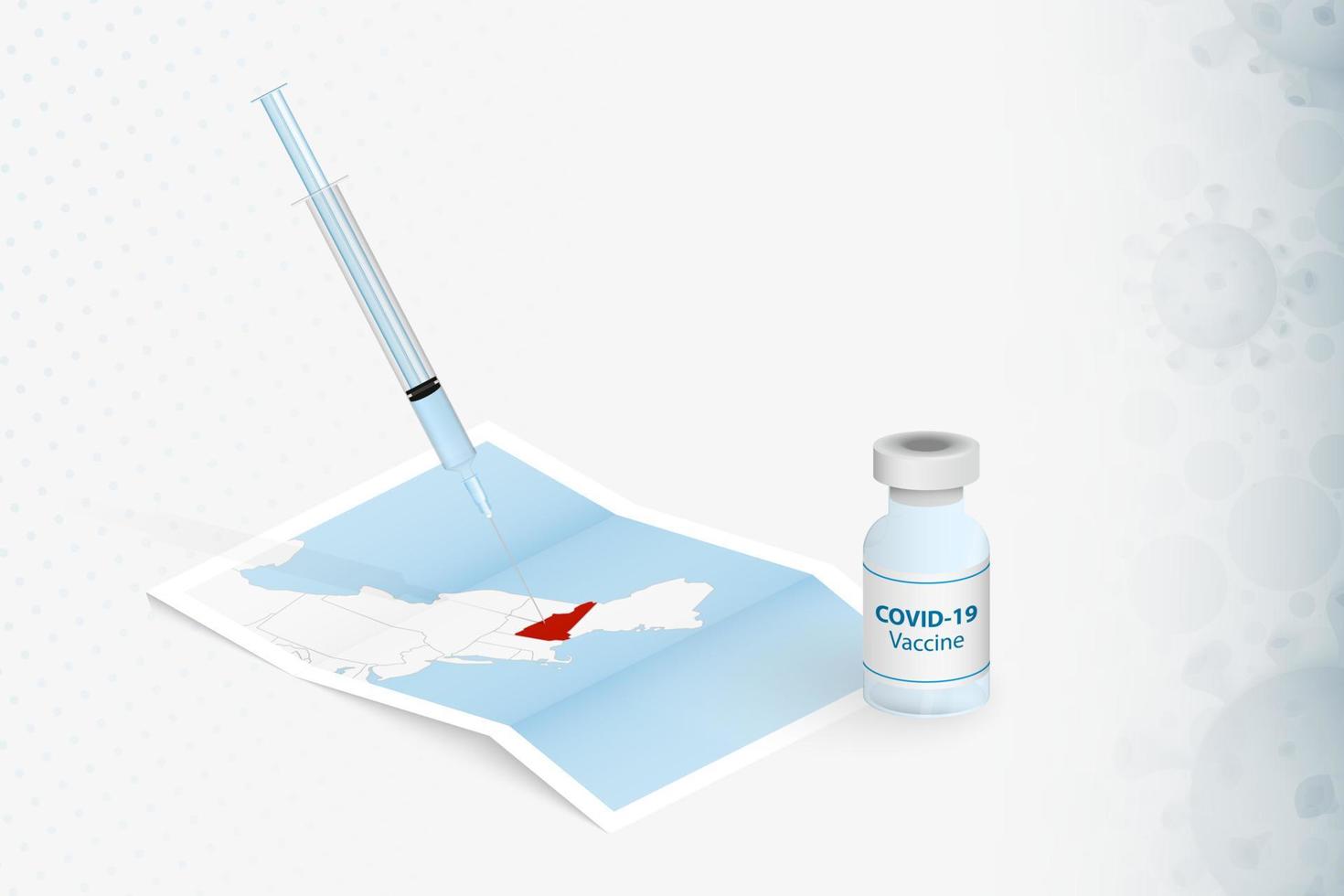 vaccinazione del nuovo hampshire, iniezione con vaccino covid-19 nella mappa del nuovo hampshire. vettore